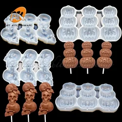 Halloween Skull Pumpkin Silicone Epoxy Mold DIY Cheese Chocolate Lollipop Mold Handmade Cake Decorating Tool Kitchen Accessories