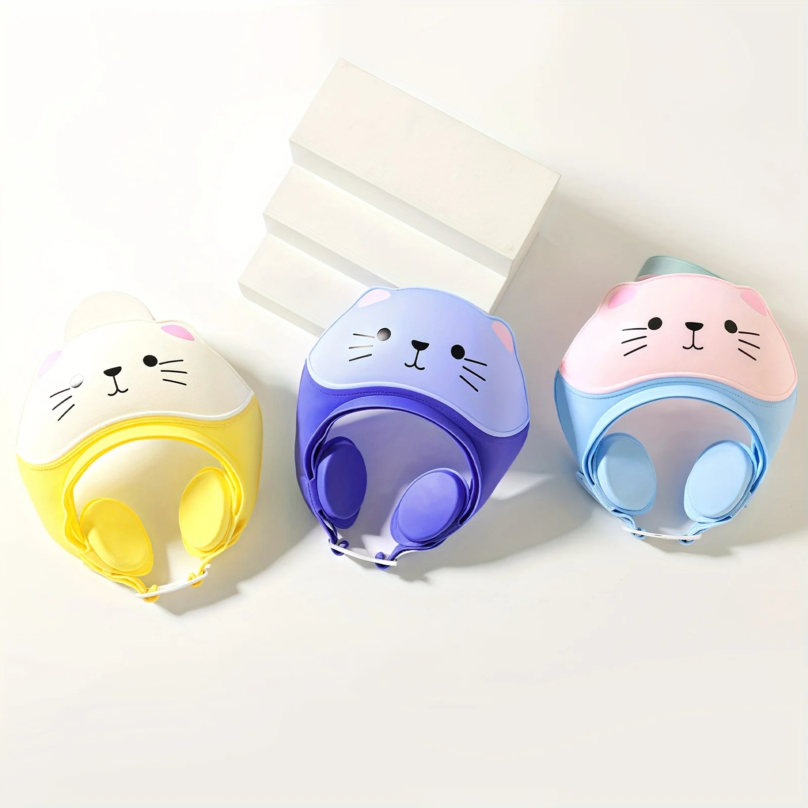1PC Cute Cat Theme Baby Shower Cap - Adjustable Ear Flaps to Prevent Water Entry, Soft and Safe TPE Material, Multiple Color Options - Essential for Girls' and Boys' Bathrooms