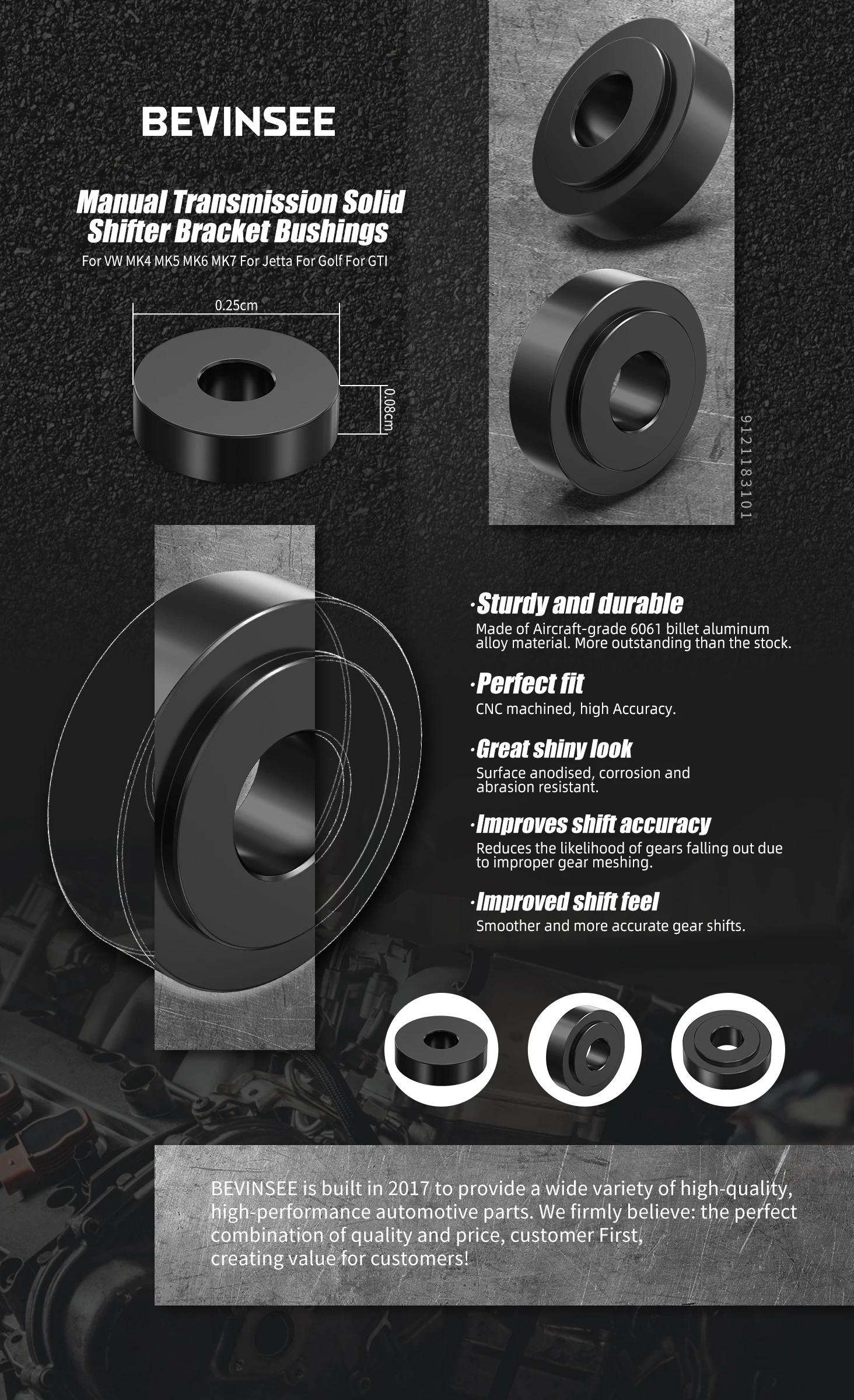 (EU-Lagerbestand) Aluminium-Schaltgestängebuchsen für VW 02A 02J 02M 02Q Getriebe für Passat B6 B7 für Golf 6, Ersatz für 357711798 – Detail 1