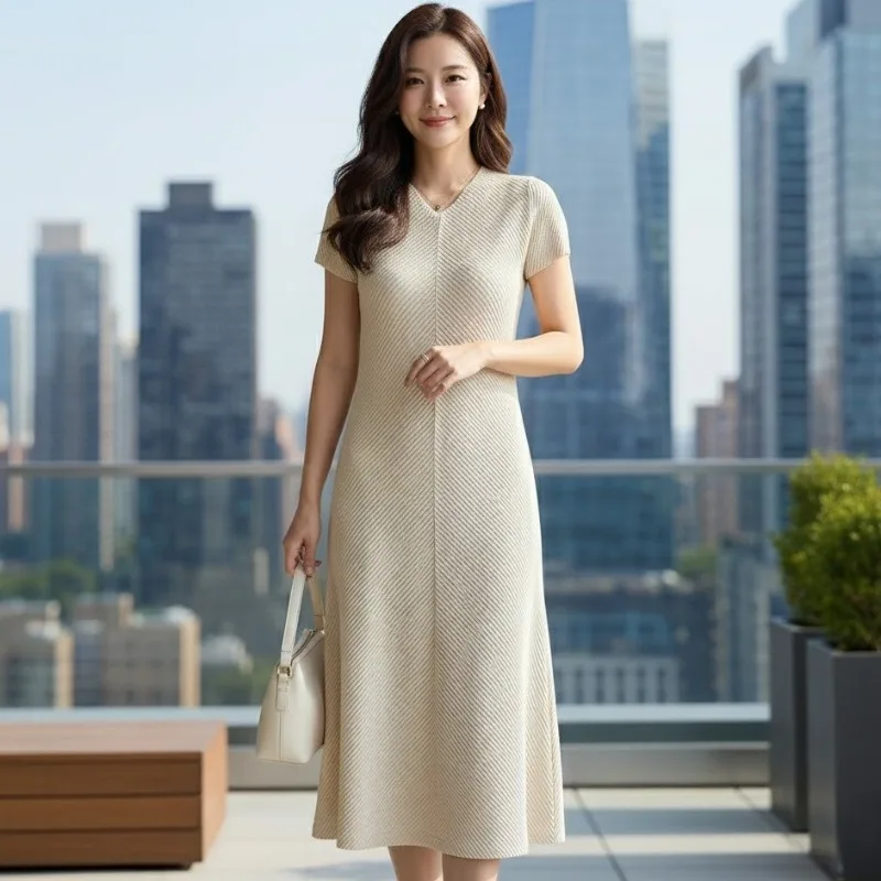 

Новое плиссированное летнее женское платье Miyake Temperament, повседневная простая плиссированная длинная женская эластичная одежда большого размера