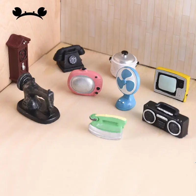 Mini TV Radio Electric Appliance Fan Cooker Telephone Pretend Play Toy Kitchen Furniture Dollhouse Accessories Miniature items