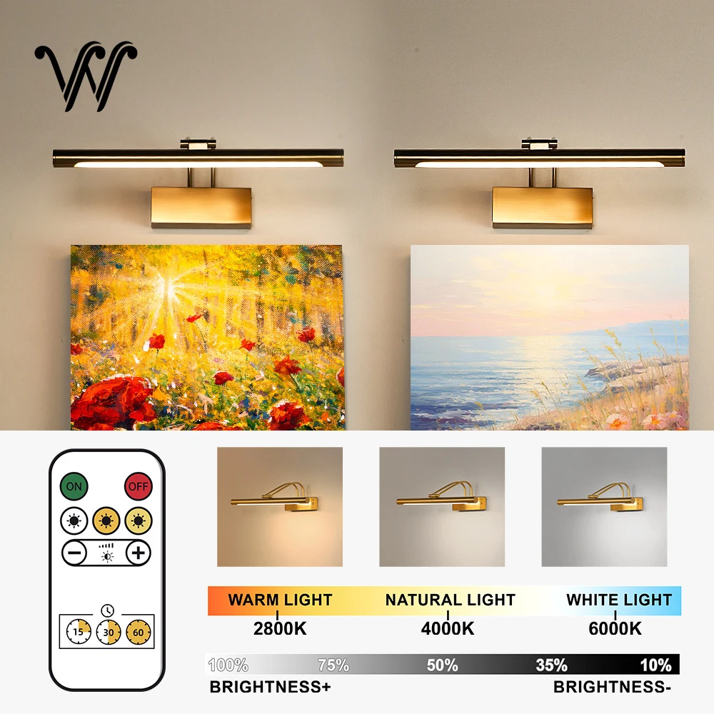 Rechargeable Wall Lights Indoor LED Wireless Dimming Wall Light Sconces luxury Battery Operated LED Wall Lamp with Remote Golden