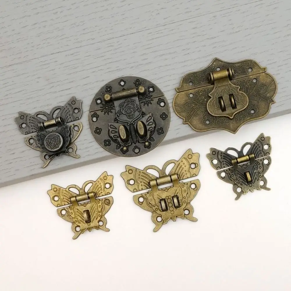 3pcs Decorative Brass Bronze Box Latch Antique Finish DIY Mounting Latch Hook Vintage Retro Hasp Latch Jewelry Box