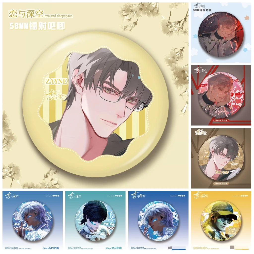 

58mm Game Love and Deepspace Xavier Zayne Zaynie Rafayel Cosplay COSTUME Badge Pin SPTE Tinplate Brooch Prop Xmas Gift