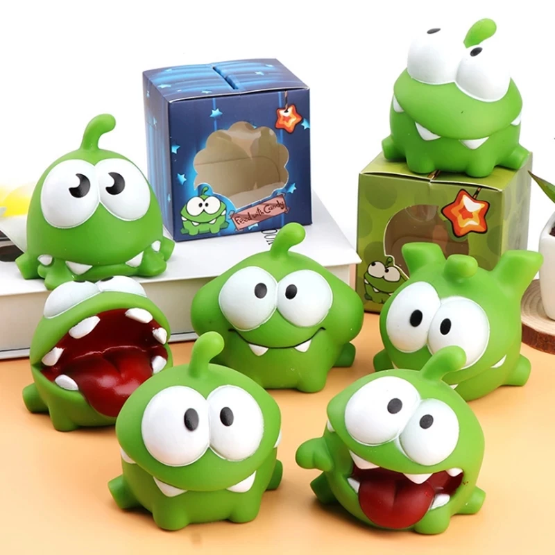 Cut The Rope Game Rubber Frog Dolls Kawaii Cut The Rope OM NOM Candy Gulping Monster Action Figure Toy Kids Baby Bath Toy