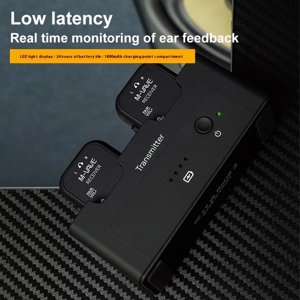 2.4G Wireless In-Ear Transmitter Receiver System Audio Transmitter Receiver Set for Studio Band Rehearsal Live Performance