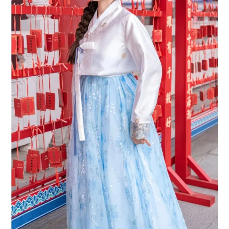 Hanbok korean Traditional Costume for Women Elegant Luxury Hanbok Dress Princess Cosplay Anicent Retro Long Robe Wedding Party