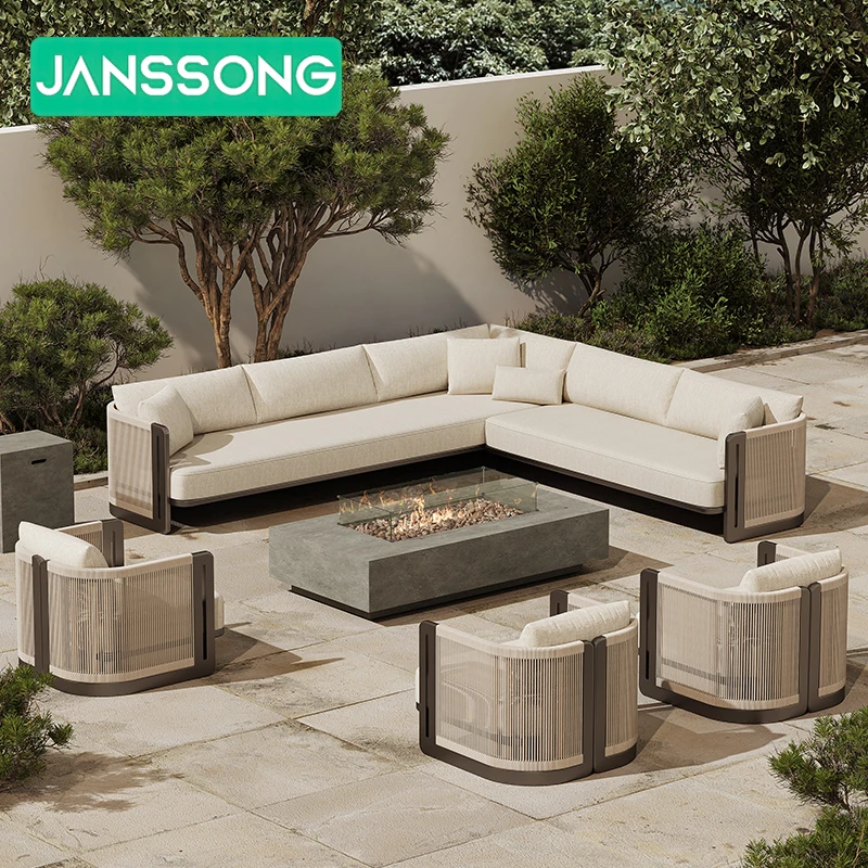 Luxury Hotel Garden Sofa Resort Rope Outdoor Sofa Villa Courtyard Garden Set Modern Outdoor Furniture Set Patio Furniture Set