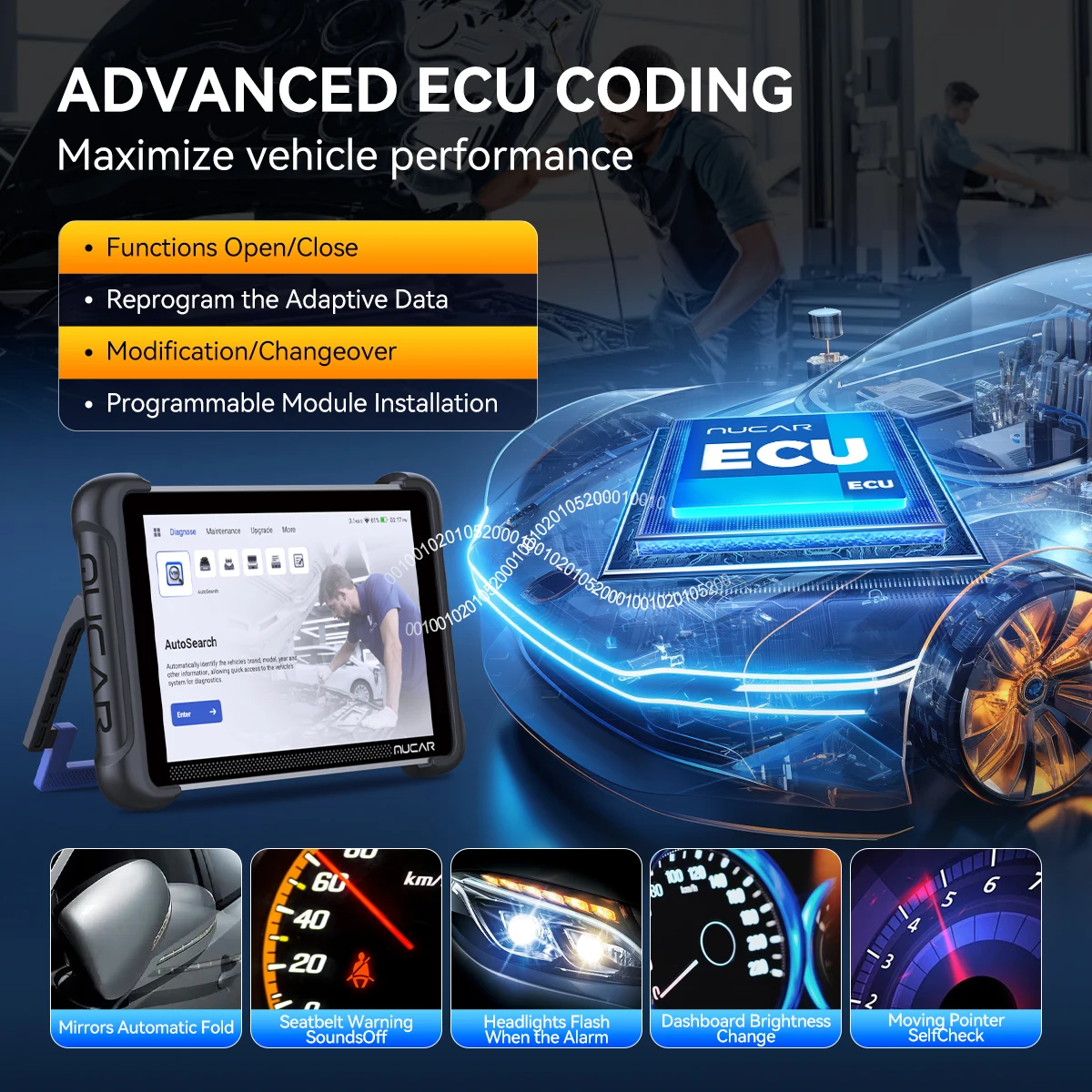 Global Version MUCAR 892BT Lifetime Free OBD2 Scanner IMMO Programming ECU Coding CANFD DOIP Bidirectional Car Diagnostics Tools