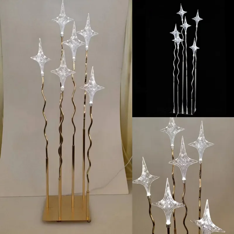 Luxury Gold Silver Plated Star Chandelier Wedding Decoration Creative Luminous Five Pointed Star Hanging Ornament for Hall
