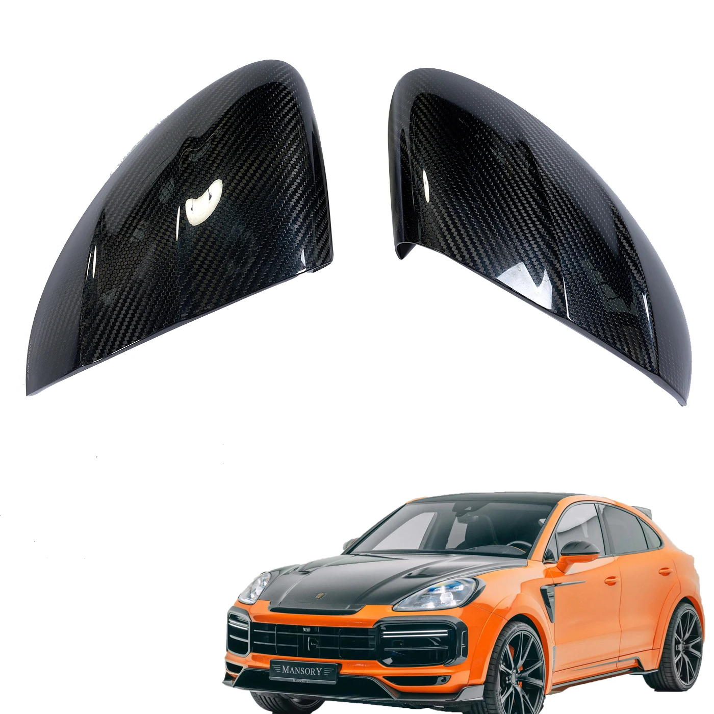 

New Mansory Upgrade Auto Bodykit For Porsche Cayenne Dry Full Carbon Fiber Kit Rearview Mirror Shell Parts Car Accessories