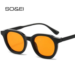SO&EI Vintage Small Square Sunglasses Women Fashion Shades UV400 Oval Tea Pink Gradient Lens Men Punk Sun Glasses