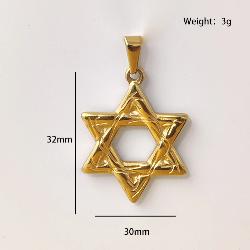 Stylish 18K Gold Plated Star of David Necklace in Stainless Steel - Religious Hexagram for Men & Women, Gift Option