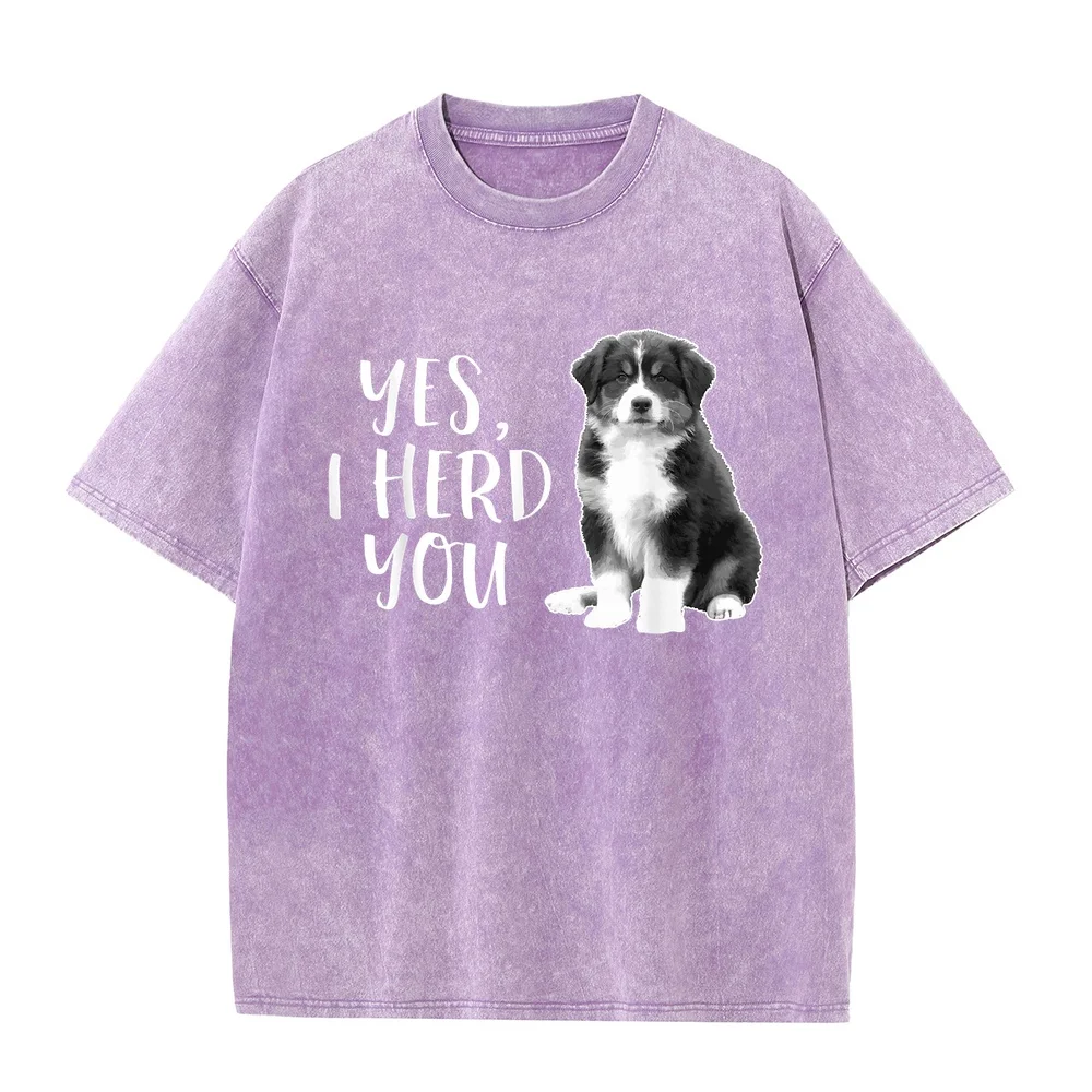 Australian Shepherd Herding Dog Funny I Herd You Mom Dad T-Shirt Small Male Workwear Men's Tops Cotton T Shirt Lover Casual Tee
