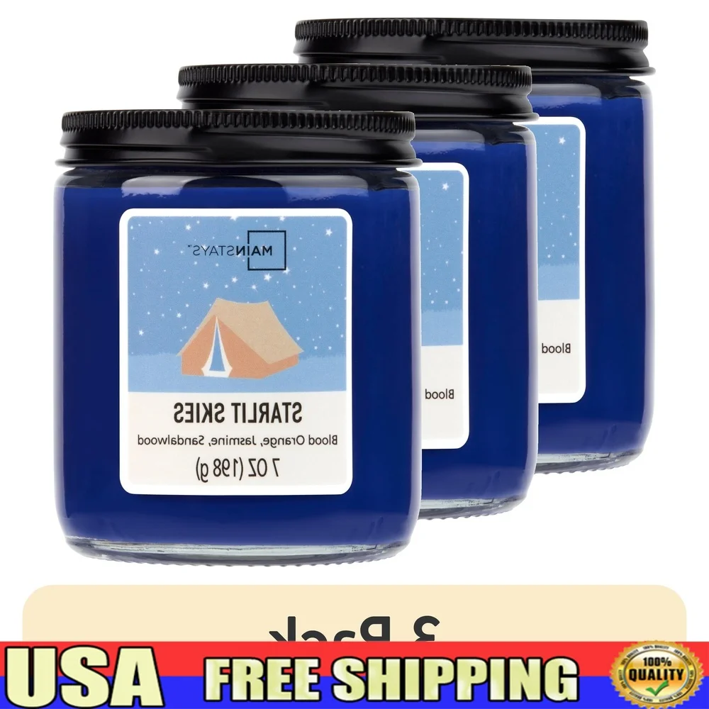 

3 Pack Scented Jar Candles Starlit Skies Single Wick Long Lasting Paraffin Blend Decorative Home Fragrance Gift Set