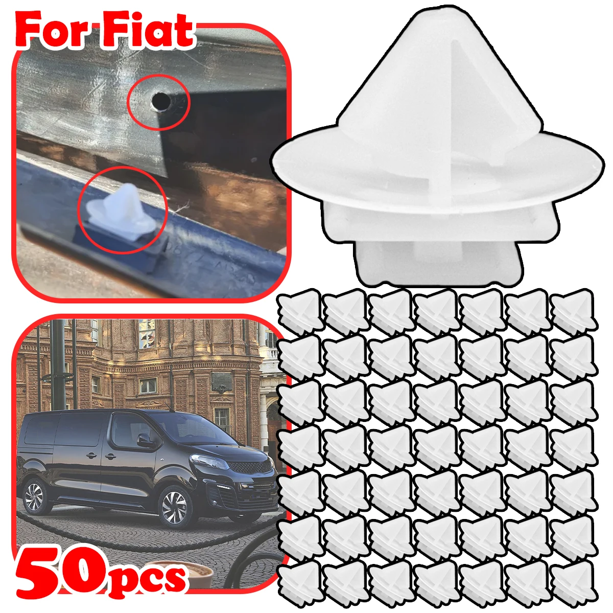 

50pcs Vehicle Front Wheel Arch Flare Trim Moulding Bumpstrip Clips For Fiat Trim Moulding Clips 71775718 856540 Plastic Fastener