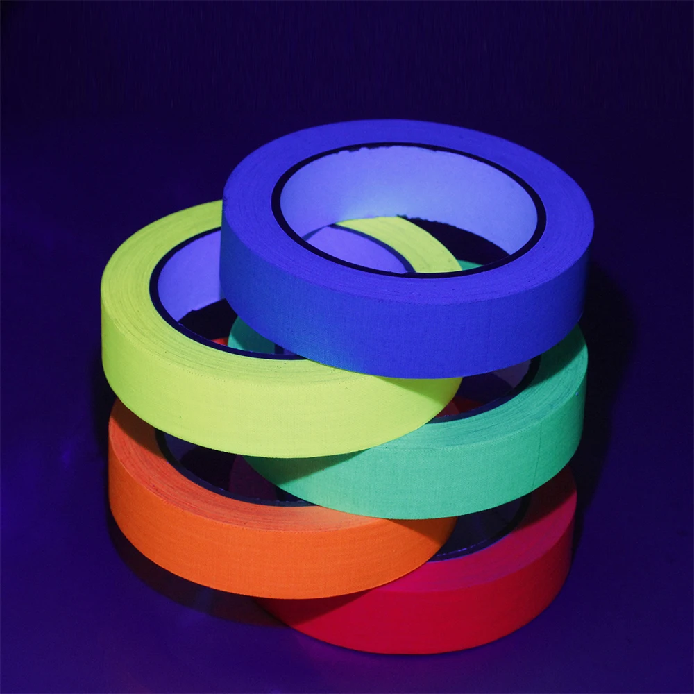 5/6pcs Fluorescent Tape UV Gaffer Blacklight Reactive Glow in The Dark Tape Neon Cloth Tape Warning Home Decoration