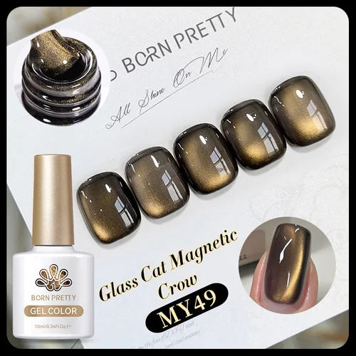 Imagen 2 del producto BORN PRETTY Esmalte de uñas de gel magnético de gato dorado negro para decoración de uñas de vidrio Diseño de manicura Uñas de invierno 10 ml Varnis semipermanente