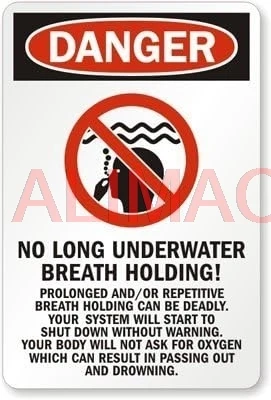 No Long Underwater Breath Holding! Can Result in Passing Out and Drowning Sign, Metal Sign, 8