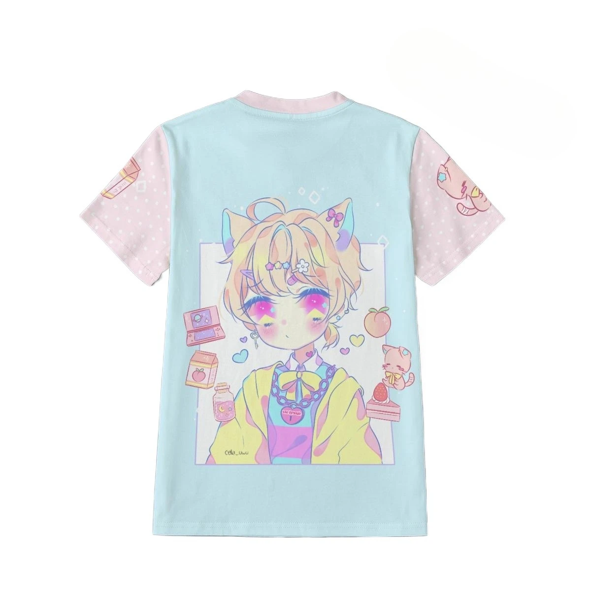 2026 Summer Fashion New Cute Knowledge Girl Style Sweet Pink T-shirt Cos Gathering Hip-hop Event Short Sleeved Casual Wear