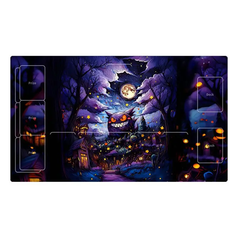 60*35*0.2cm Anime Pokemon GAME PTCG Dedicated Card Playmat Battle Against Starry Night Series Pikachu Gengar Collection Gift Toy