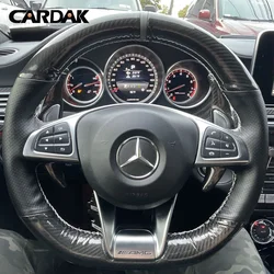 Black Carbon Leather Steering Wheel Cover for Mercedes benz AMG GT C63 CLA45 E63 GLE63 C190 W205 C117 C218 W213 W166 W222 R172