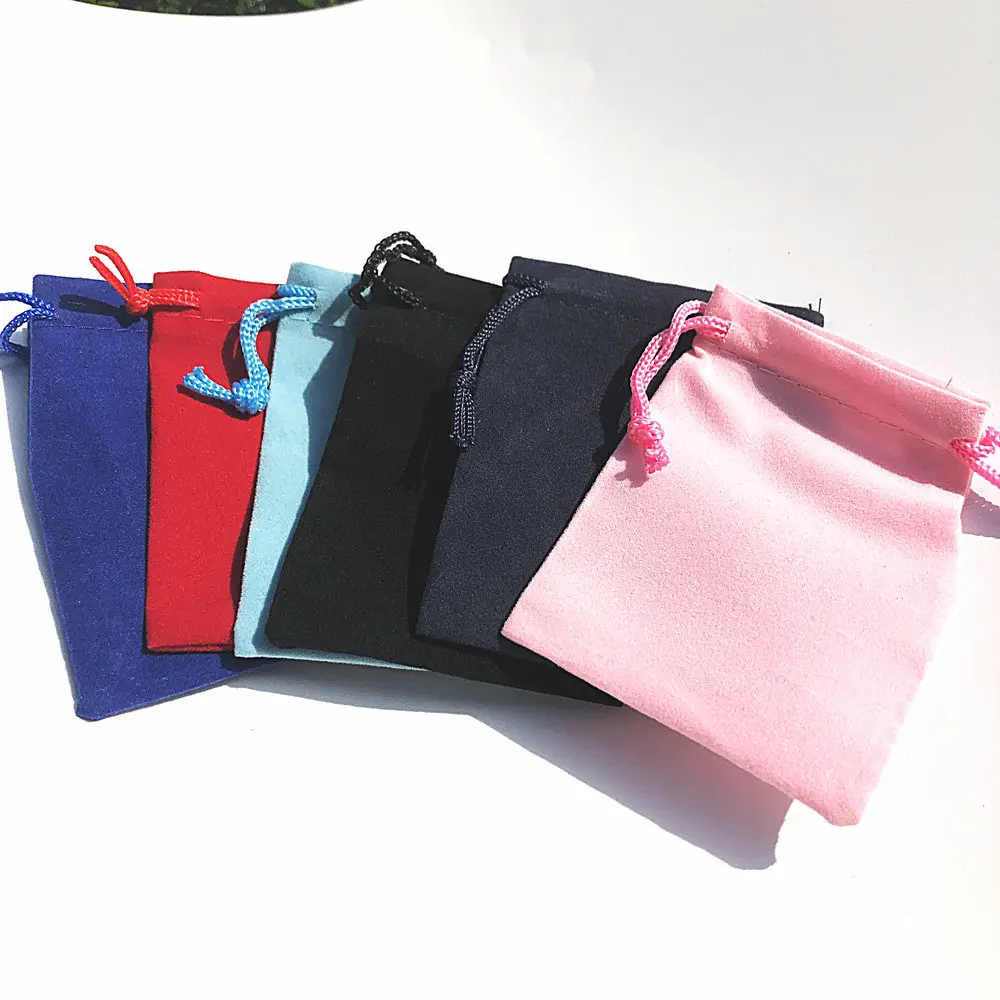 200 Pieces Velvet Dust Bag Black Multi-Color 10x12 Cm 7x9 Cm 5x7 Cm Drawstring Gift Packaging Small Jewelry Storage Bags