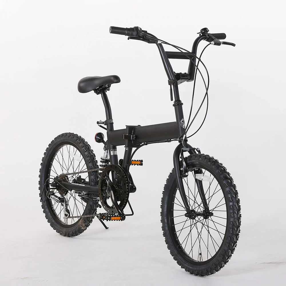 AliExpress 20 Inch 6 Speed Folding Mountain Bike Crankset 52T Flywheel 14-28T High Carbon Steel Frame Shock Absorption Folding MTB Bicycle