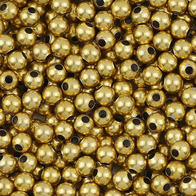 3-8mm 30-100pcs Gold Color Stainless steel Beads Round hollow Loose Beads for Jewelry Making DIY Bracelet Necklace Accessories