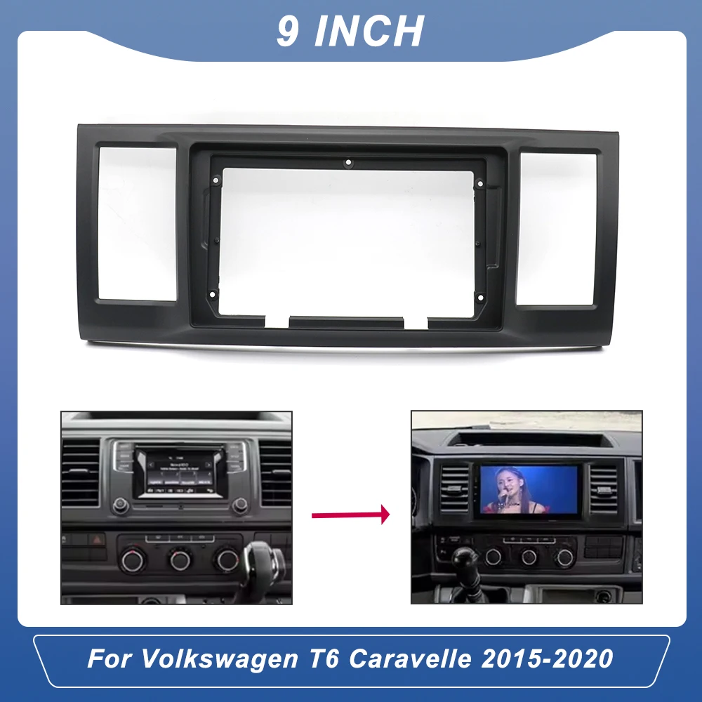 

9 Inch Car Frame Fascia Adapter Canbus Box Decoder Android Radio Dash Fitting Panel Kit for Volkswagen T6 Caravelle 2015-2020