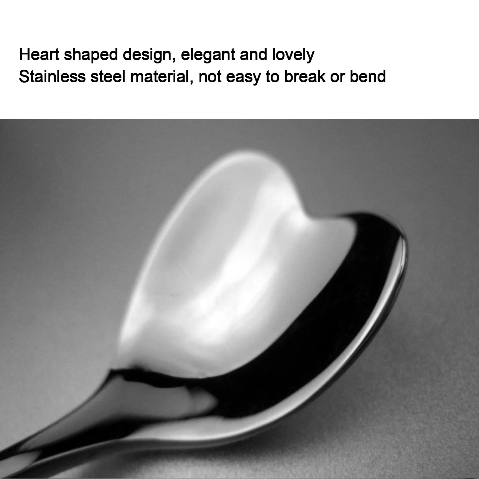 D9 4Pcs Coffee Spoon Stainless Steel Heart Shaped Tea Dessert Sugar Stirring Spoon Cafe Kitchen Gadget Sets Tableware Utensils