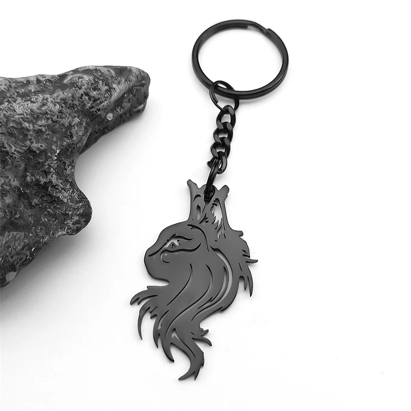 

Cute Fashion Hollow Animal Cat Head Pendant Key Chain for Women Men Stainless Steel Gold Color Pet Kitten Long Hair Cat Jewelry