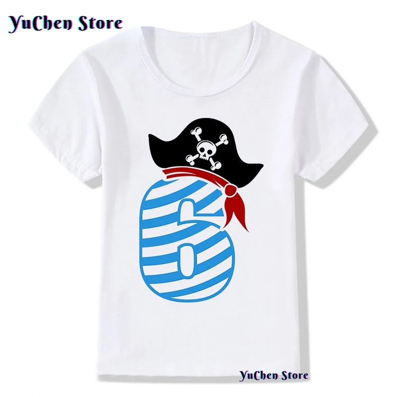 Happy Birthday Skull Pirate 5 6 7 Year Old Graphic T-shirts Boy T-shirt Boys-Clothing Kids Clothes Girls Shirts Children T-shirt