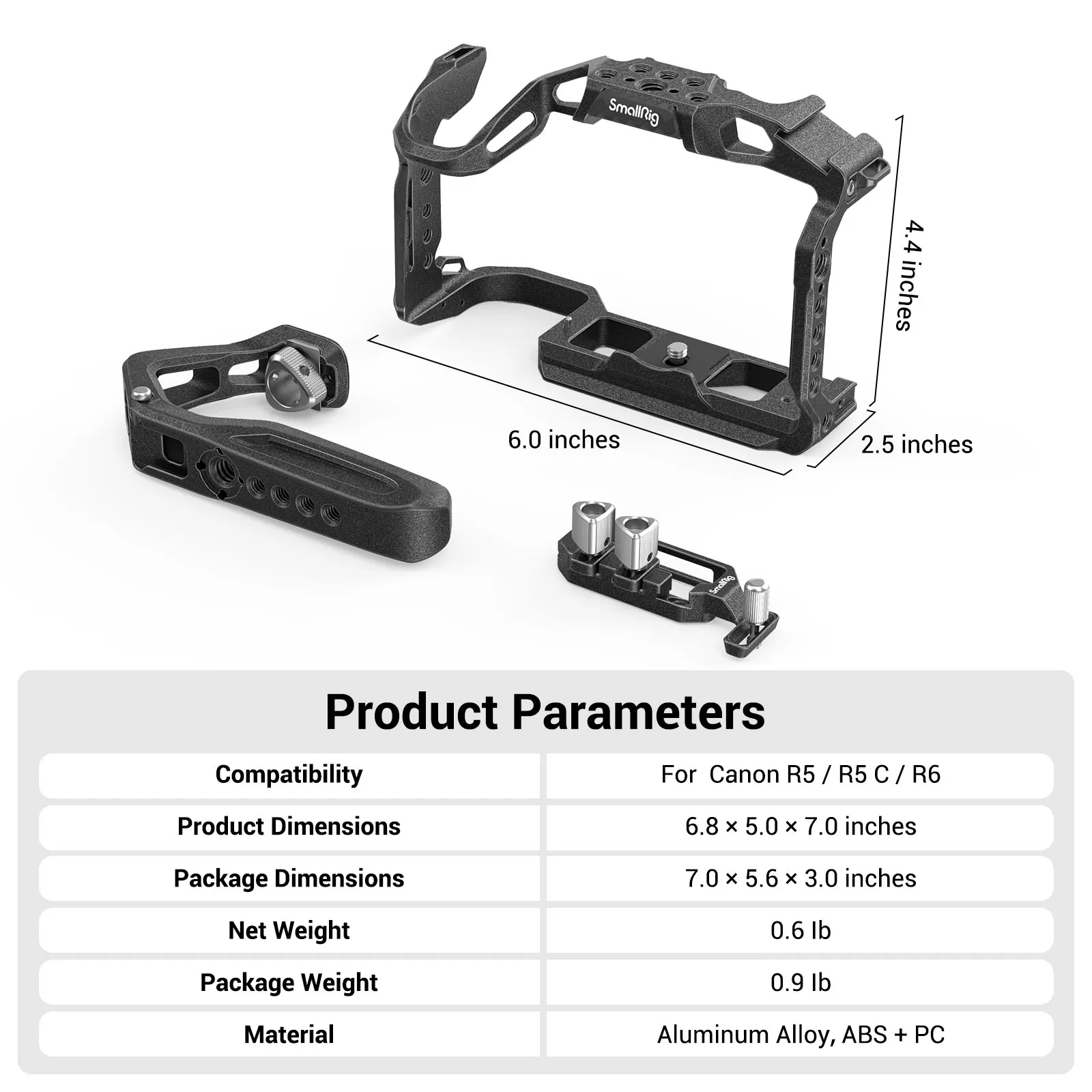 SmallRig Black Mamba EOS R5C RCamerakooi met kabelklem en bovenhandgreepset voor Canon EOS R5 & R5C & R6 camera 3233/3234