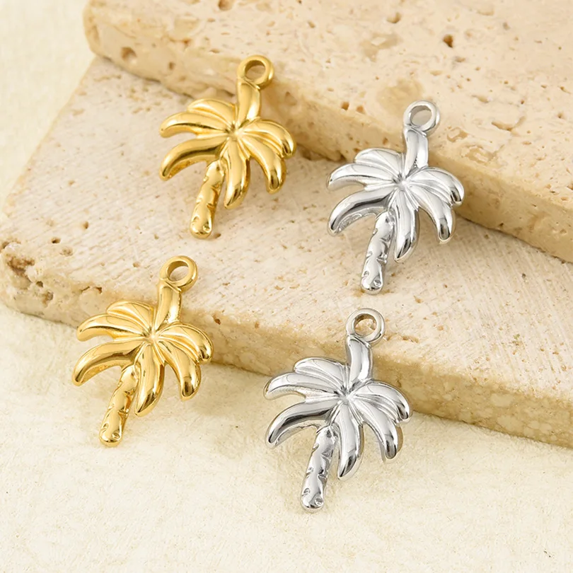 

2PCS Beach Style Coconut Tree Stainless Steel Pendant Personalized Jewelry Handmade DIY Accessories Wholesale Direct Sales