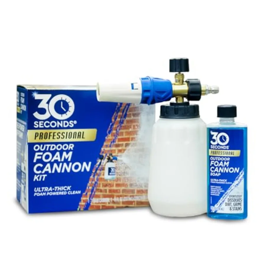 

Foam Cannon Kit Pressure Washer Sprayer + 8 fl. oz. Soap Foaming Cleaner for Siding Decks Driveways and Outdoor Surfaces