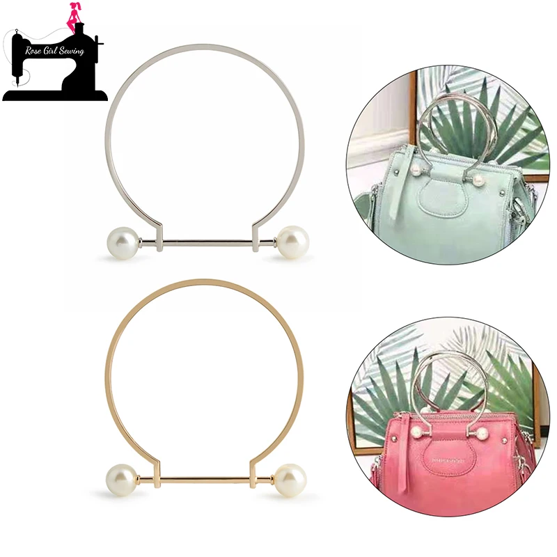 

2/10/20PCS 102x96mm Metal Bag Handle Replacement For DIY Shoulder Brackets Purse Frame Imitate Pearl Circle Handle Accessories