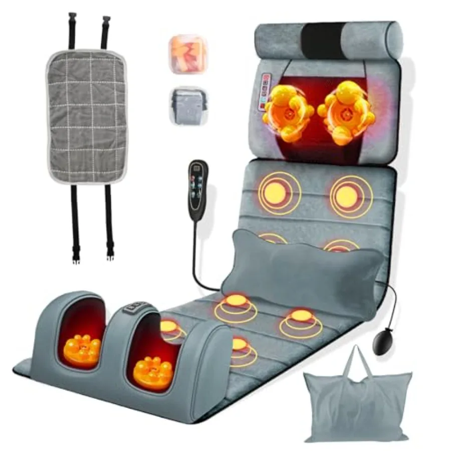 

Full Body Massage Mat with 9 Modes Electric Heating Vibration Detachable Neck Foot Back Massager Pad Anti-Slip Bottom Black