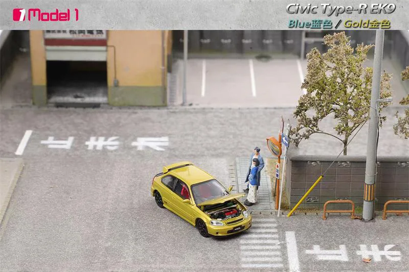 모델 원 1:64 시빅 타입-R EK9 다이캐스트 자동차 모델 컬렉션 미니어처