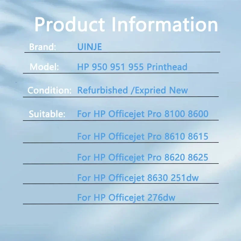 Per HP 950 951 950XL 951 XL Testina di stampa Per HP 8100 8600 8620 8625 8630 250DW 251DW 276DW 8610 Stampante 950 Ş