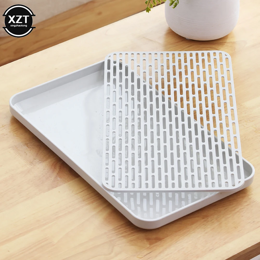 

Cup Storage Tray Double Layer Dish Drainer Fruit Vegetable Water Drain Racks Kitchen Organizer Washing Drying Rack Serving Plate