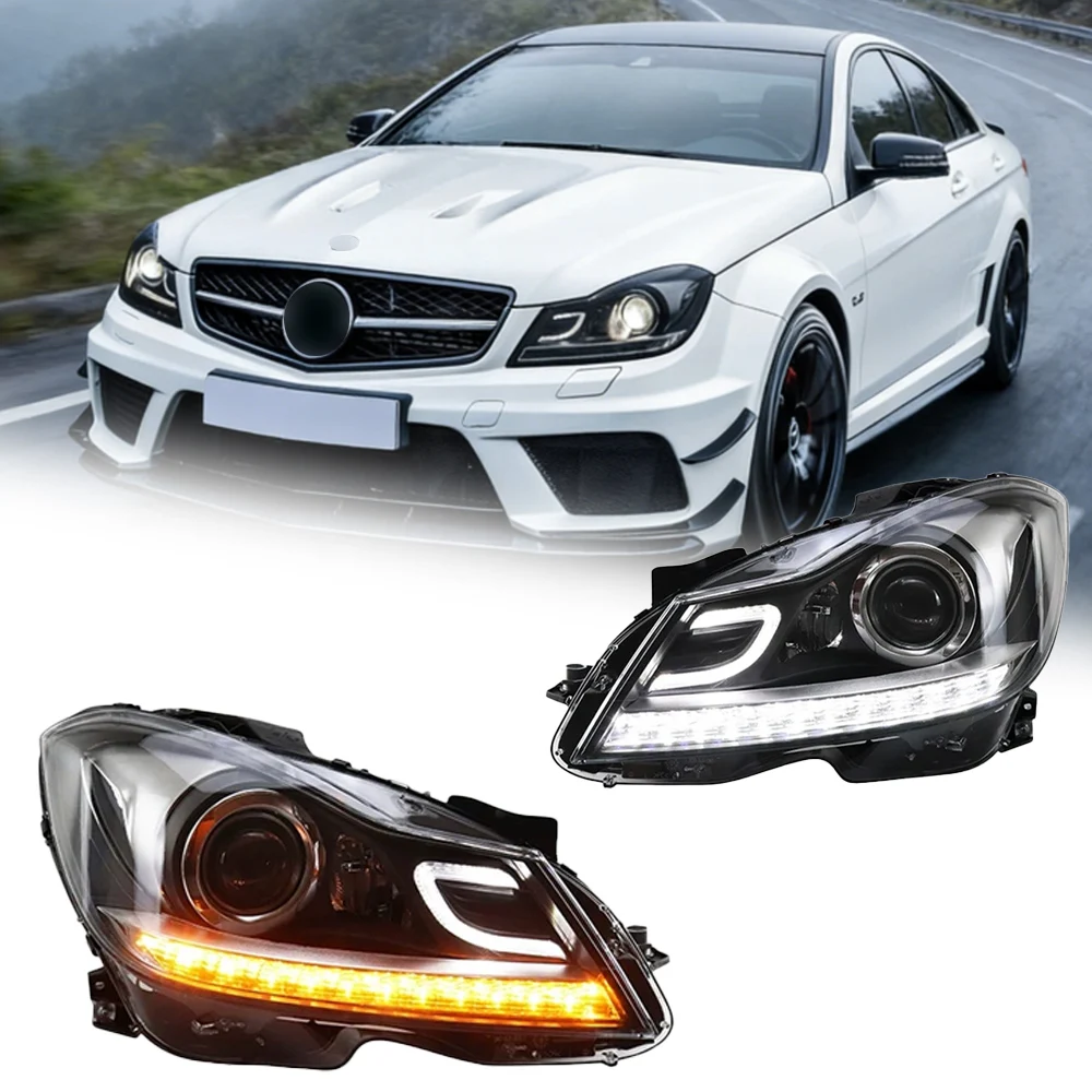 

Фары TYPY для Mercedes-Benz C-Class W204 2011-2013, светодиодные лампы, дневные ходовые огни, динамические указатели поворота, автомобильные аксессуары