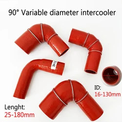 Red ID16-130mm 90 Degrees Reducer Silicone Tubing Braided Hose Car Intercooler Turbo Mechanical Plumbing Connecting Hose
