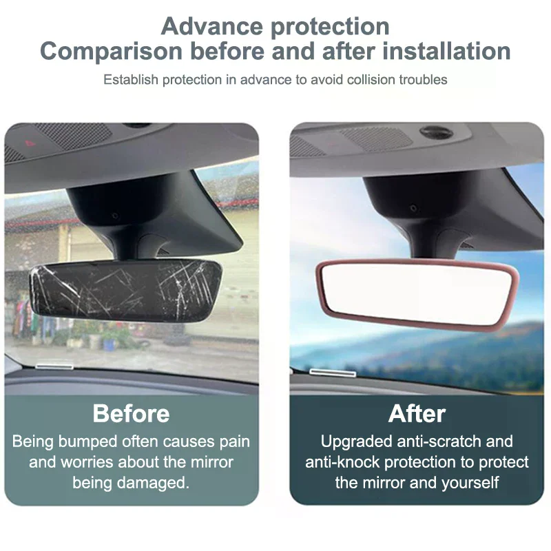 

For Model 3 Y Highland Juniper 2019-2025 Silicone Rear View Mirror Protector Frame Center Console Rearview Cover