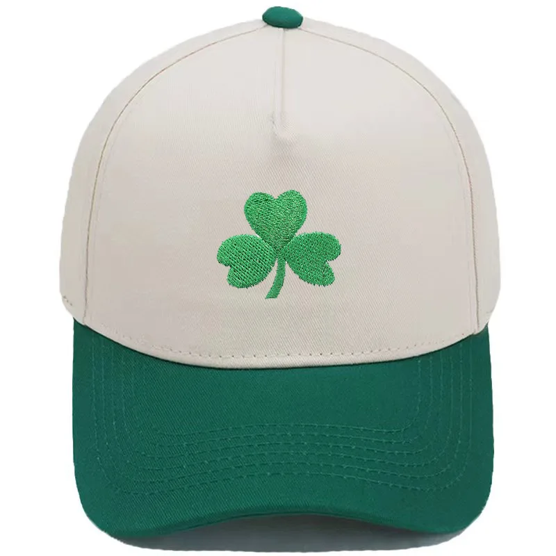 Irish Clover Baseball Cap Embroidered Sponge Mesh Caps Men's and Women's Outdoor Shade Sun Hat Festival Gift