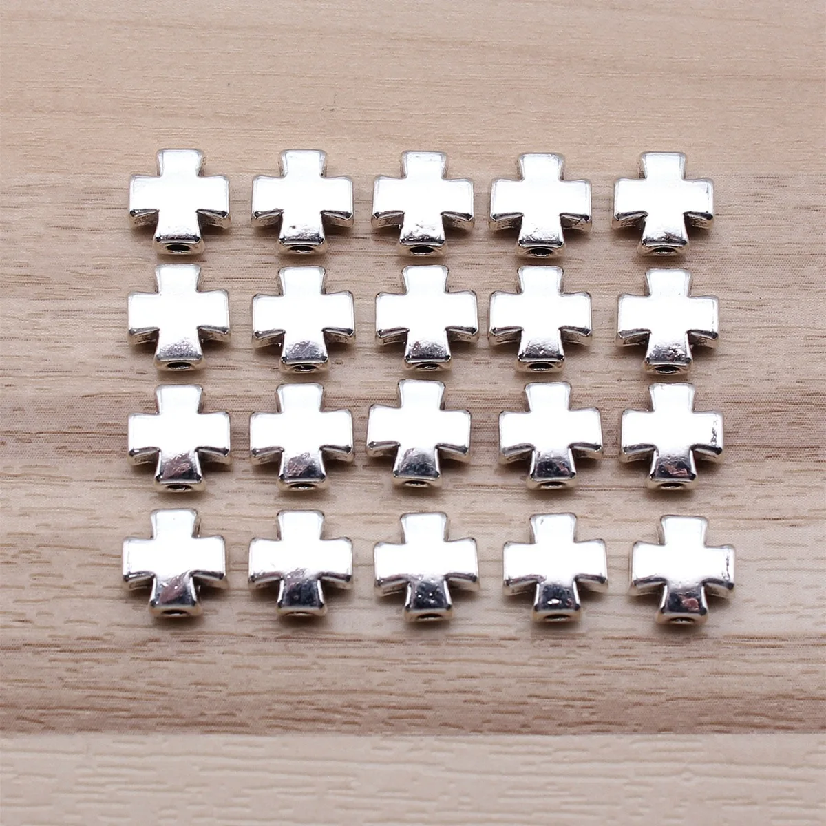 IFOCUS 20 Stück/Lot Kreuzperlen für DIY Schmuckherstellung, Zinklegierung, 7,8 x 7,8 x 3,9 mm/0,31 x 0,31 x 0,15 Zoll
