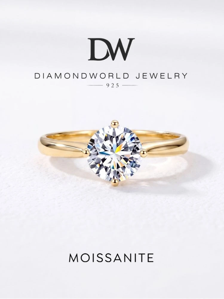 DWJ 1CT Echter Moissanit Diamant Runde Einfache Verlobungsringe für Frauen Echt 925 Sterling Silber Hochzeit Luxus Edlen Schmuck