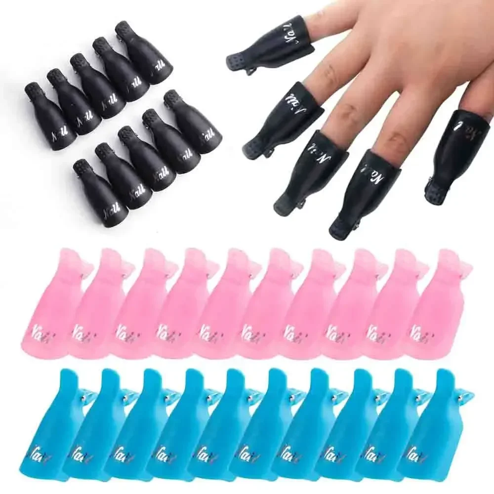 10PCS Plastic Nail Art Soak Off Cap Clip UV Gel Nail Polish Remover Wrap Tools Sets Nail Art Tips for Fingers Manicure Tools