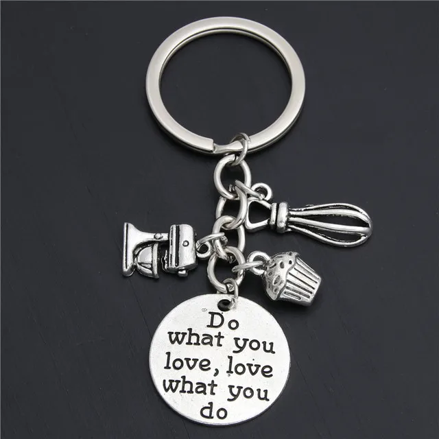 Cake Charms Measuring Spoons Egg With Pan Keychain Cook Book Keyring For Cooks Chefs Baker Gift Baking Jewelry