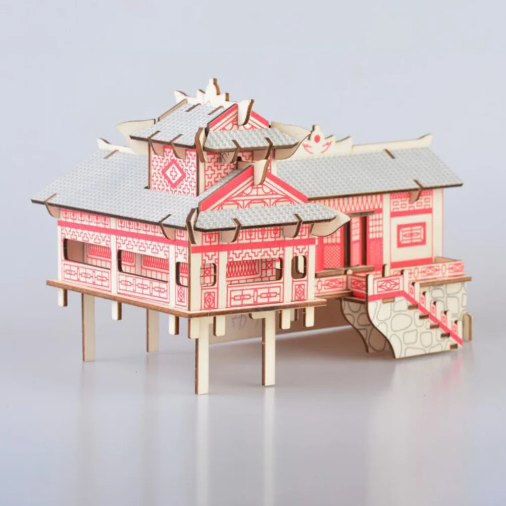 Case su Trampoli Puzzle in legno Durevole 3D Educativo Creativo Fai da te Regalo per bambini Decorazione della stanza Puzzle in legno Giocattoli